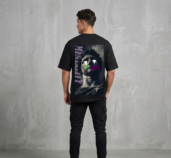 AKIDO Abstract Statue Graphic Oversized T-Shirt 100% Cotton with 23" DTF Sticker