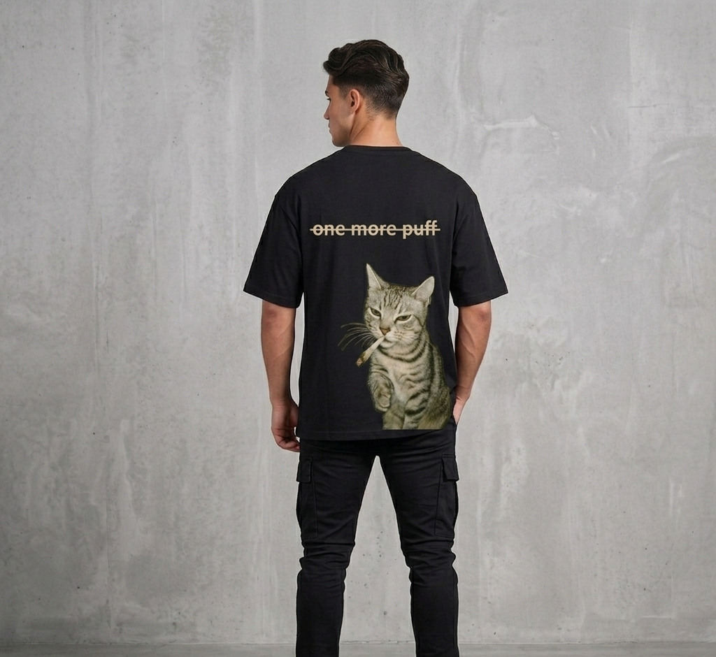 AKIDO One More Puff Drop Shoulder T-Shirt – 100% Cotton with 23" DTF Sticker