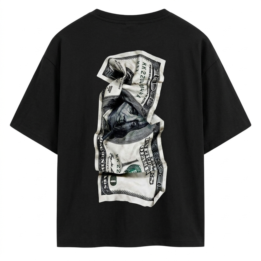 AKIDO Money Graphic Oversized T-Shirt 100% Cotton with 23" DTF Sticker